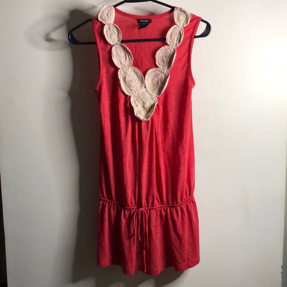 Orange and Beige Top with Drawstring